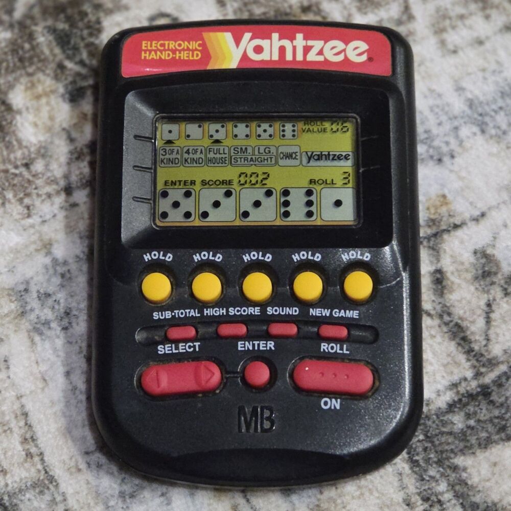 Vintage 1995 Milton Bradley Handheld Electronic Yahtzee Game Retro Toy